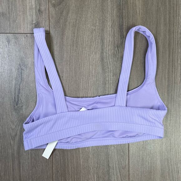 Madewell Ribbed Square Neck Lavender Bikini Top Swimsuit US Women's M New - Picture 2 of 6